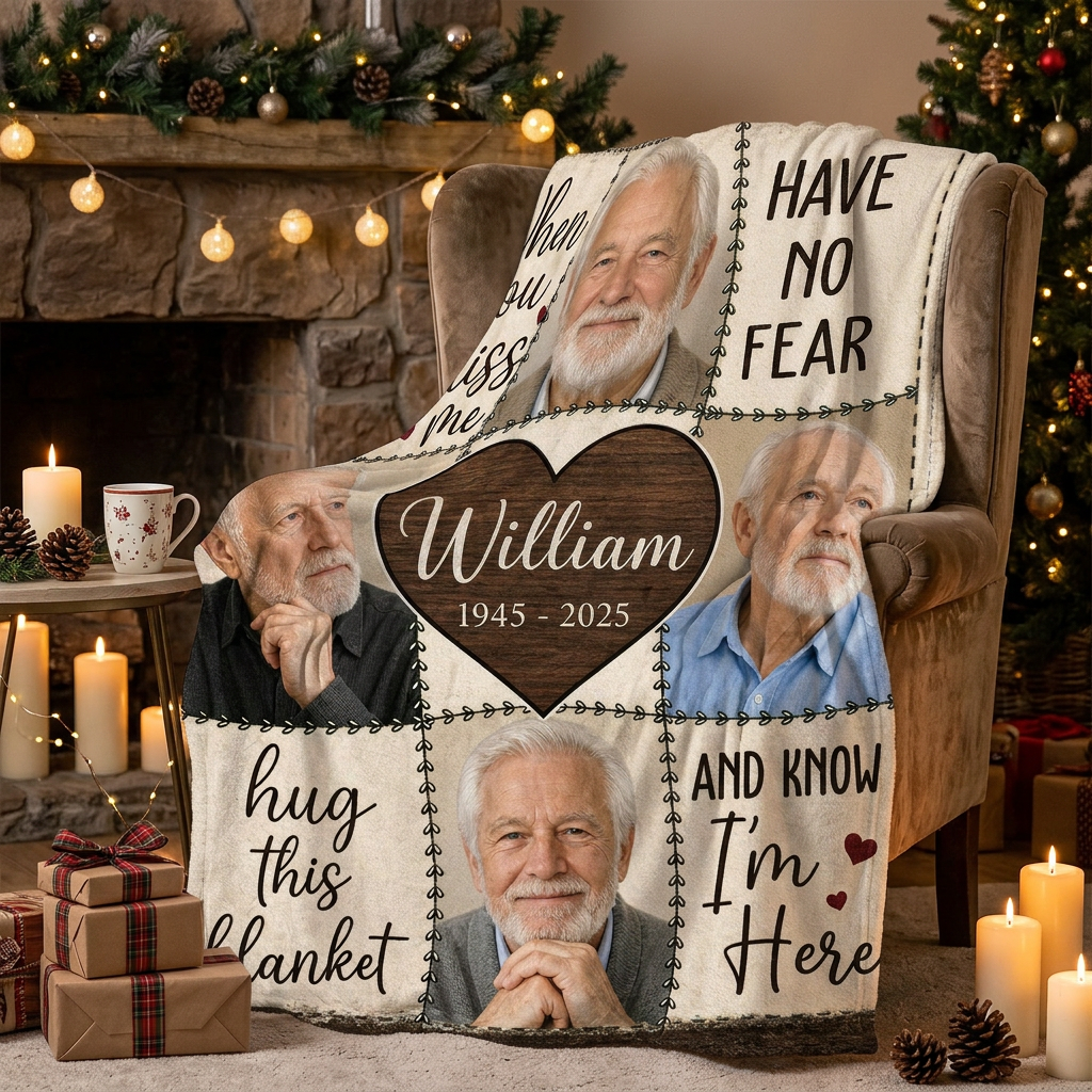 Personalized Memorial Photo Fleece Blanket, When You Miss Me Keepsake for Loss of Dad - Image 6