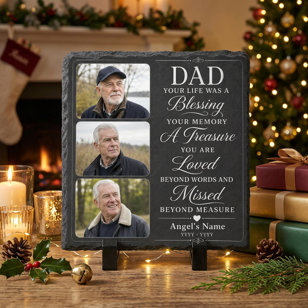 Personalized Dad Memorial Photo Slate Garden Stone, Father Remembrance Gift - Image 6