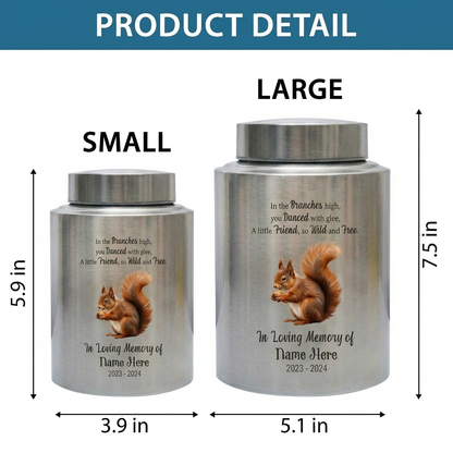 Personalized Squirrel Stainless Steel Large Urn for Pet Loss Animal Lovers Small Pet Memorial Available in Silver Black Gold Red Memorial Keepsake Urn, Memorial Gift, In Loving Memory - Image 6