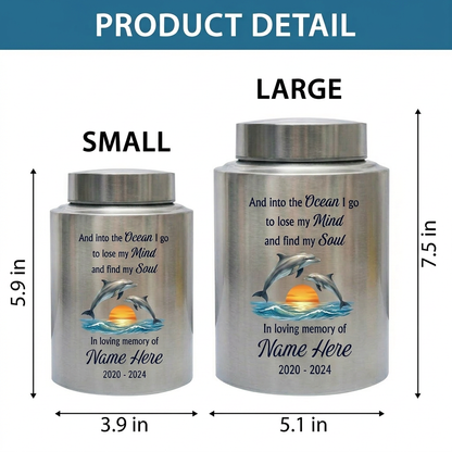 Personalized Dolphin Ocean Stainless Steel Cremation Urn for Adult Male Female Mom Dad, Large UV Print Decorative Funeral Ashes Container, Memorial Keepsake Urn, Memorial Gift, In Loving Memory - Image 6