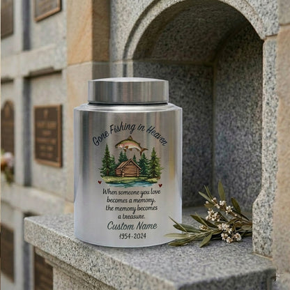 Personalized Bass Fishing Stainless Steel Urn for Human Ashes Fisherman Tribute Loss of Father Husband Grandpa Small and Large Sizes Memorial Keepsake Urn, Memorial Gift, In Loving Memory - Image 7