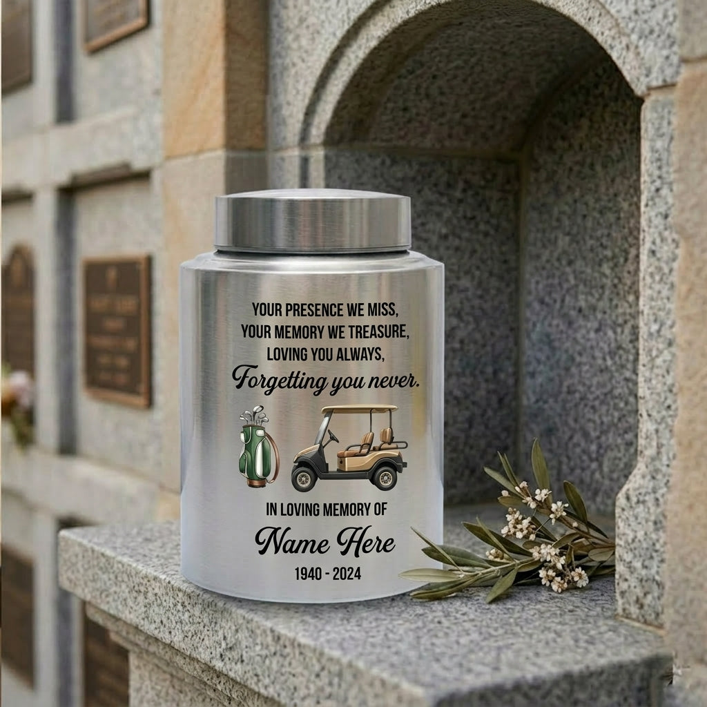 Personalized Golf Players Custom Stainless Steel UV Print Sports Fan Golfer Tribute For Adult Men Women Ashes Large & Small Memorial Keepsake Urn, Memorial Gift, In Loving Memory - Image 7