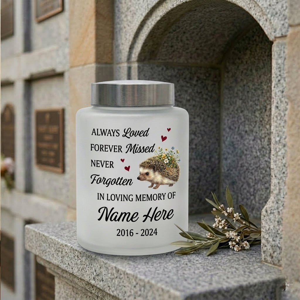 Personalized Hedgehog Floral Silhouette Stainless Steel Pet Urns for Ashes, Dog Cat Loss Sympathy Remembrance Gifts for Animal Lovers, Memorial Keepsake Urn, Memorial Gift, In Loving Memory - Image 7