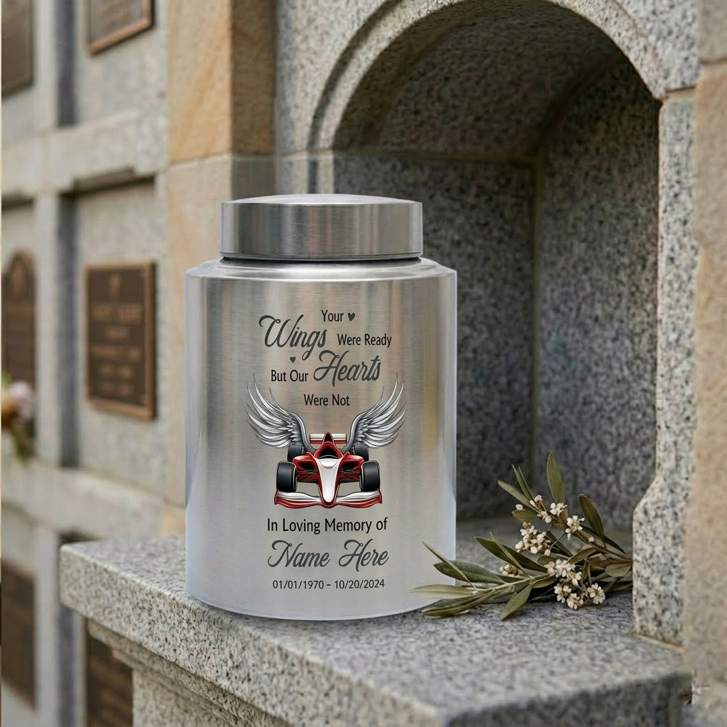 Personalized Victory Racing Urns for Human Ashes Your Wings Were Ready But Our Hearts Were Not Bereavement Sympathy Present Small Large Memorial Keepsake Urn, Memorial Gift, In Loving Memory - Image 7