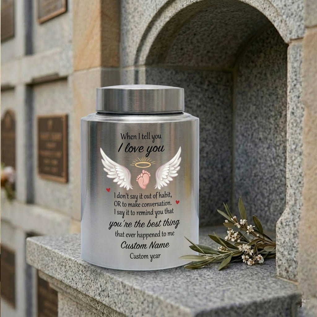 Personalized Angel Wings Stainless Steel Large Urn When I Tell You I Love You Quote for Spouse Child Baby Boy Girl Partner Tribute Memorial Keepsake Urn, Memorial Gift, In Loving Memory - Image 7
