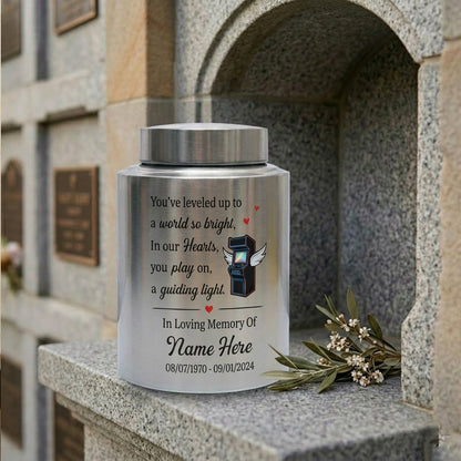 Personalized Gamer Arcade Cabinet Angel Wings UV Print Video Game Lover Loss Bereavement Tribute For Husband Son Brother Black Red Memorial Keepsake Urn, Memorial Gift, In Loving Memory - Image 7