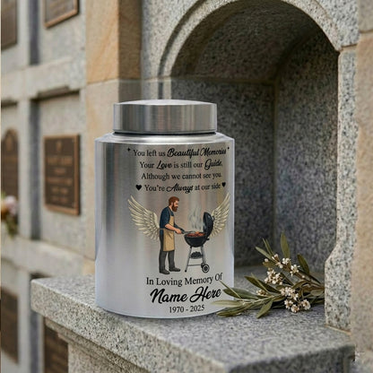 Personalized Grilling Dad BBQ Father UV Printed Stainless Steel Ash Holder Tribute for Husband Grandpa Silver Black Gold Red Small Large Memorial Keepsake Urn, Memorial Gift, In Loving Memory - Image 7