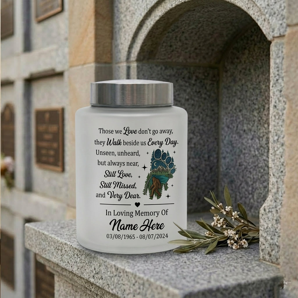 Personalized Bigfoot Sasquatch Stainless Steel Urn for Adult Human Ashes Men Father Husband Bereavement Condolence Silver Black Gold Red Memorial Keepsake Urn, Memorial Gift, In Loving Memory - Image 7