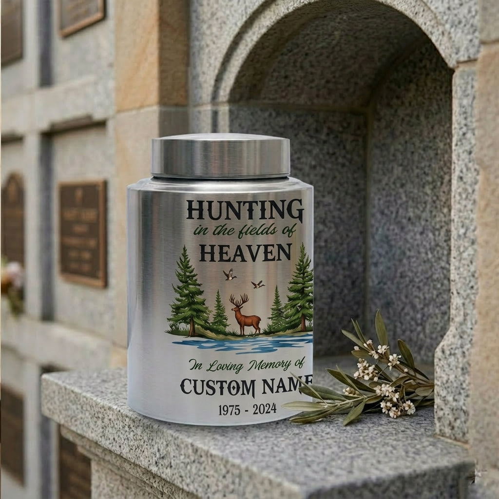 Personalized Deer Hunting Fields of Heaven Urn Custom Hunter Cremation Receptacle for Dad Grandpa Husband Large Capacity Sizes Memorial Keepsake Urn, Memorial Gift, In Loving Memory - Image 7
