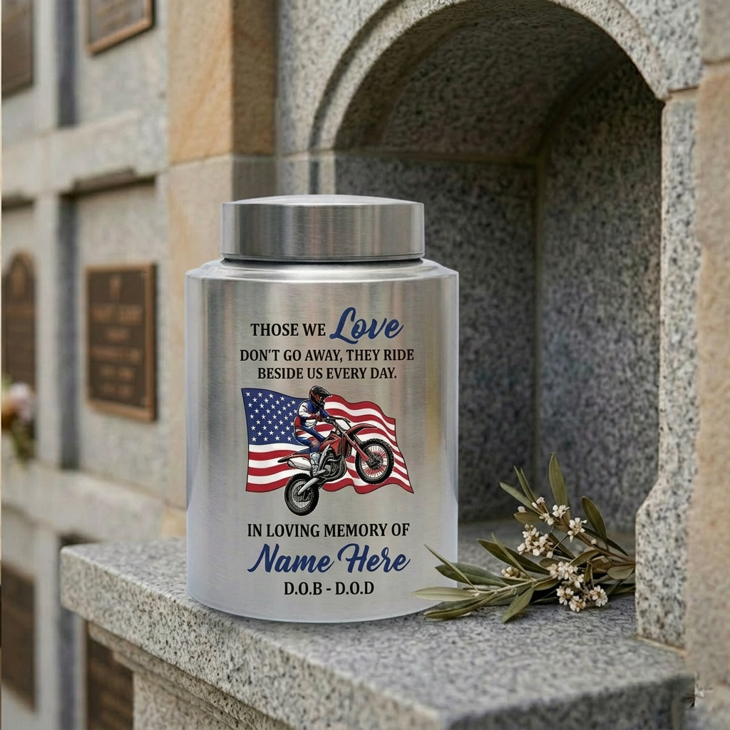 Personalized Motorcycle Riding in Heaven Stainless Steel Urn for Dad Husband Adult Male Biker Bereavement Custom UV Print 2 Sizes Memorial Keepsake Urn, Memorial Gift, In Loving Memory - Image 7