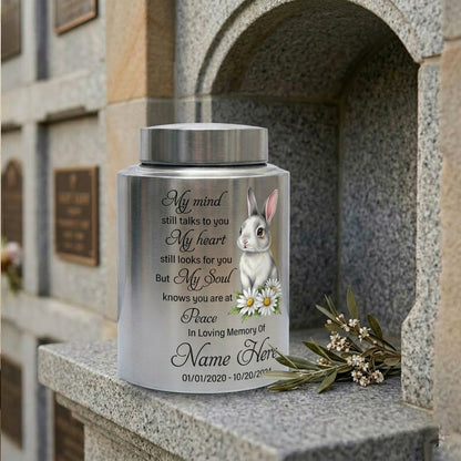 Personalized Baby Loss Rabbit Angel Wings Stainless Steel Cremation Urn for Human Ashes, Infant Child Boy Girl Miscarriage Remembrance, Memorial Keepsake Urn, Memorial Gift, In Loving Memory - Image 7