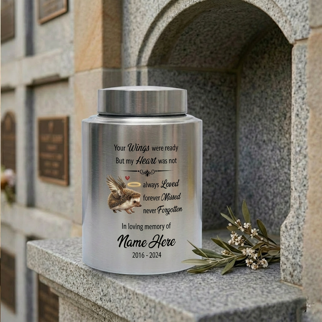 Personalized Hedgehog Your Wings Were Ready But My Heart Was Not Metal Pet Urn For Ashes Bereavement Condolence Present For Animal Lovers Memorial Keepsake Urn, Memorial Gift, In Loving Memory - Image 7