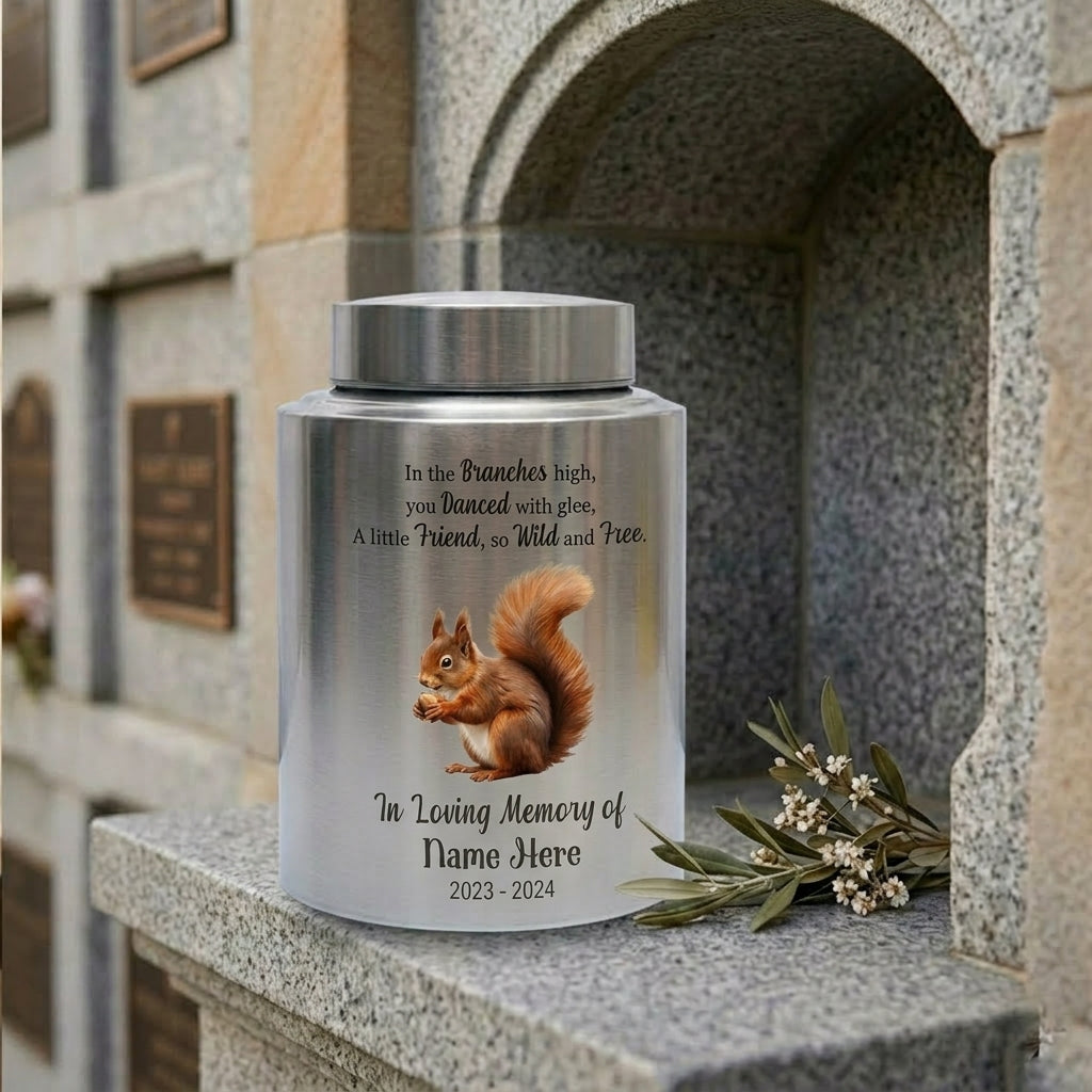 Personalized Squirrel Stainless Steel Large Urn for Pet Loss Animal Lovers Small Pet Memorial Available in Silver Black Gold Red Memorial Keepsake Urn, Memorial Gift, In Loving Memory - Image 7