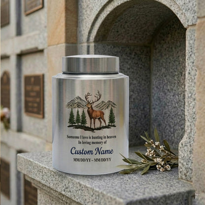 Personalized Hunting In Heaven Deer Stainless Steel Cremation Urn For Adult Ashes, Hunter Tribute, Loss Of Dad Grandpa Husband, Two Sizes, Memorial Keepsake Urn, Memorial Gift, In Loving Memory - Image 7