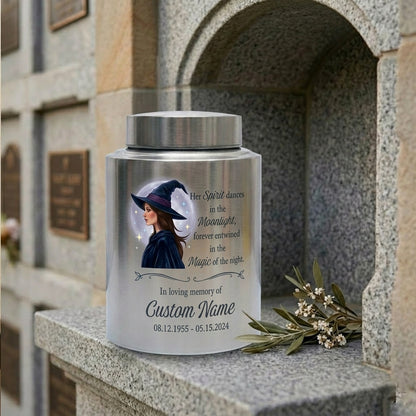 Personalized Witch Silhouette Magic Moonlight Stainless Steel UV Print Urn For Adult Female Wife Girlfriend Bereavement Funeral Memorial Keepsake Urn, Memorial Gift, In Loving Memory - Image 7