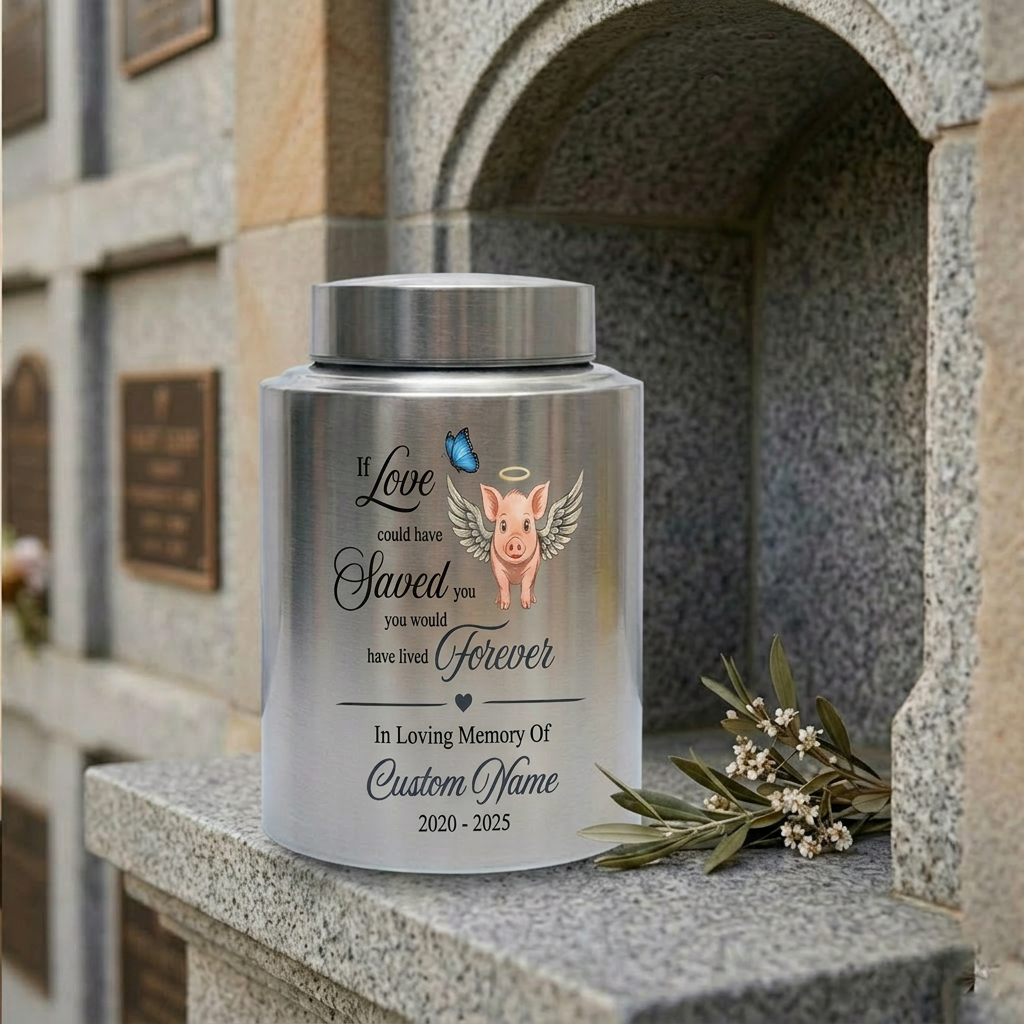 Personalized Pig Cremation Urn for Human Ashes Stainless Steel Custom Name Date If Love Could Have Saved You Sympathy UV Print Large Memorial Keepsake Urn, Memorial Gift, In Loving Memory - Image 7