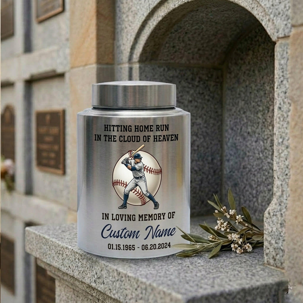 Personalized Baseball Stainless Steel Urn for Human Ashes, Sports Fan Athlete Coach Bereavement Tribute, Funeral Ash Container Large Small, Memorial Keepsake Urn, Memorial Gift, In Loving Memory - Image 7