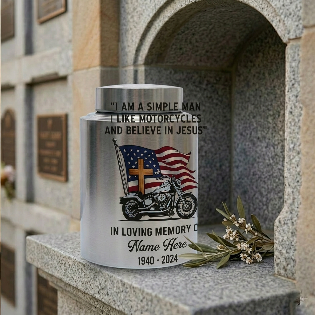 Personalized Motorcycle Riding in Heaven Large Stainless Steel UV Print For Dad Adult Male Biker Christian Cremation Ash Holder Memorial Keepsake Urn, Memorial Gift, In Loving Memory - Image 7
