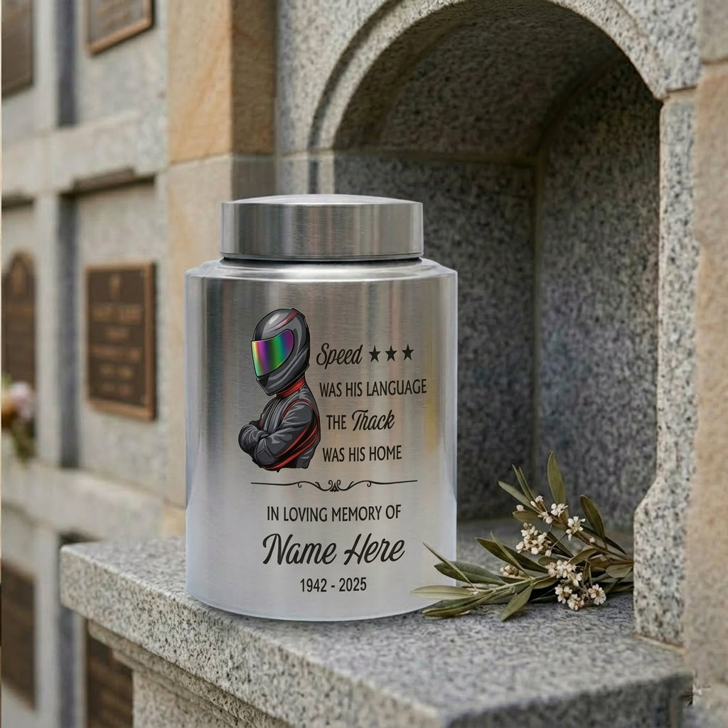 Personalized Racing Track UV Printed Cremation Urn for Men Father Car Enthusiast, Custom Speed Victory Tribute Ashes Holder, Large 5.9x3.9, Memorial Keepsake Urn, Memorial Gift, In Loving Memory - Image 7