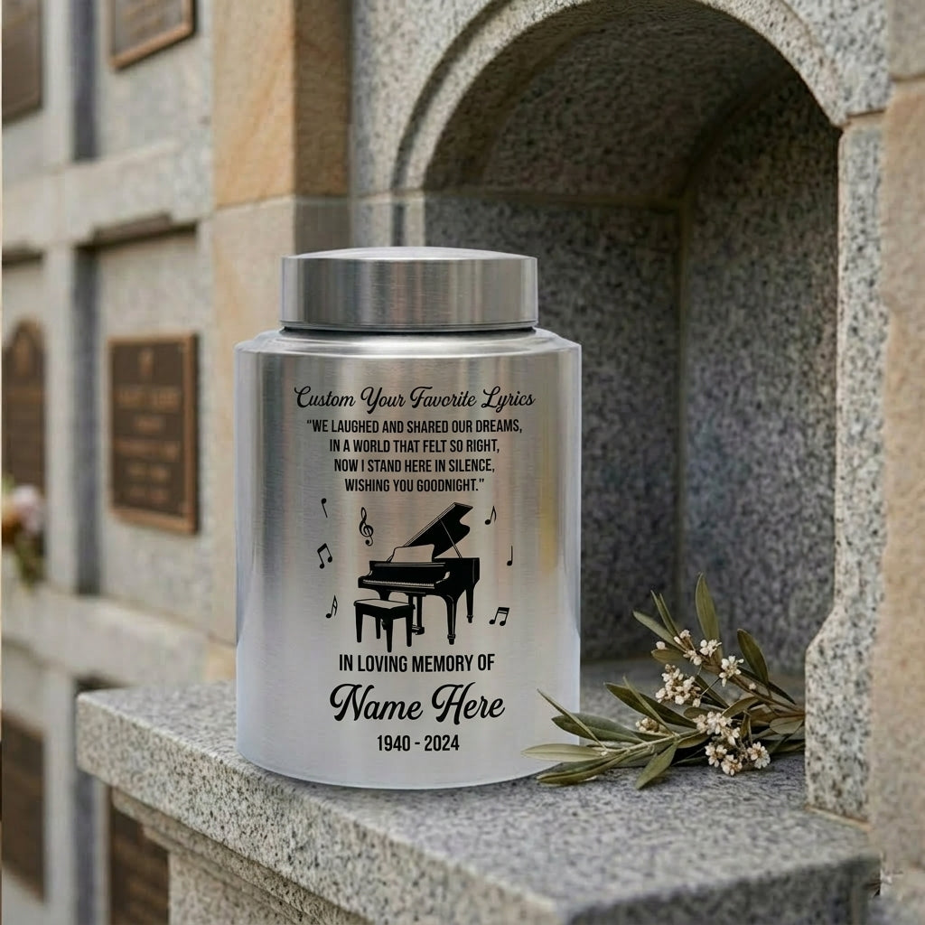 Personalized Piano Music Lovers Custom Favorite Lyrics Stainless Steel Cremation Urn for Adult Male Female Human Ashes Large Memorial Keepsake Urn, Memorial Gift, In Loving Memory - Image 7