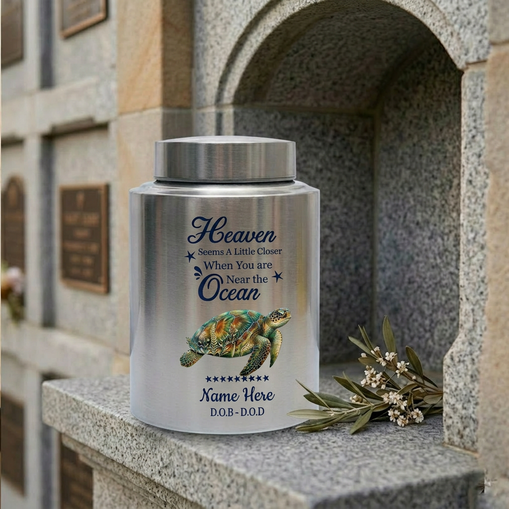 Personalized Sea Turtle Tortoise Ocean Theme Stainless Steel Large Urn for Human Ashes Pet Loss Sympathy Gift Custom Printed Home Decor Memorial Keepsake Urn, Memorial Gift, In Loving Memory - Image 7