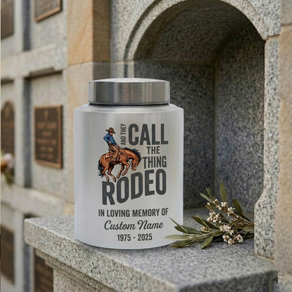 Personalized Western Cowboy Rodeo Bucking Bronco Stainless Steel Urn for Adult Human Ashes Father Husband Funeral Tribute Large Small Memorial Keepsake Urn, Memorial Gift, In Loving Memory - Image 7