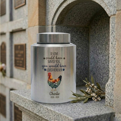 Personalized Chicken Memorial Stainless Steel Urn for Pet Ashes, Rooster Hen Loss Sympathy Gift, Custom Name Date Bird Tribute, Two Sizes, Memorial Keepsake Urn, Memorial Gift, In Loving Memory - Image 7