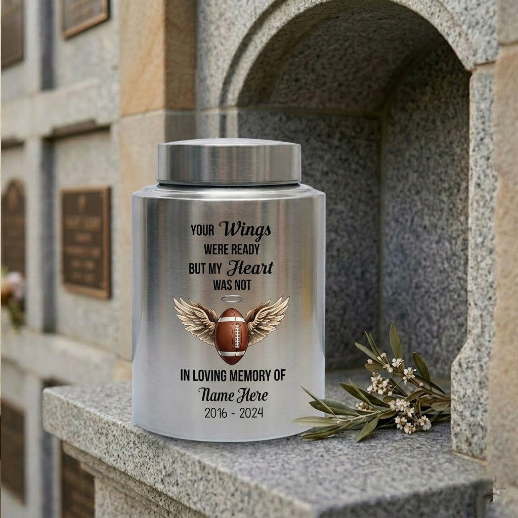 Personalized American Football UV Printed Stainless Steel Urn for Loss of Sports Fan Player Bereavement Remembrance 2 Sizes Memorial Keepsake Urn, Memorial Gift, In Loving Memory - Image 7
