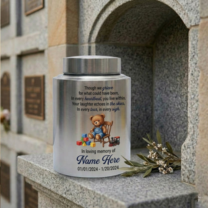 Personalized Teddy Bear Baby Infant Loss UV Printed Stainless Steel Miscarriage Remembrance Grieving Parent Sympathy Gift Cremation Ash Holder Memorial Keepsake Urn, Memorial Gift, In Loving Memory - Image 7