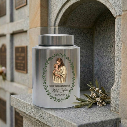 Personalized Jesus Cradling Angel Baby Stainless Steel Cremation Urn for Human Ashes, Sleep In Heavenly Peace Child Loss Grief Support Decor, Memorial Keepsake Urn, Memorial Gift, In Loving Memory - Image 7