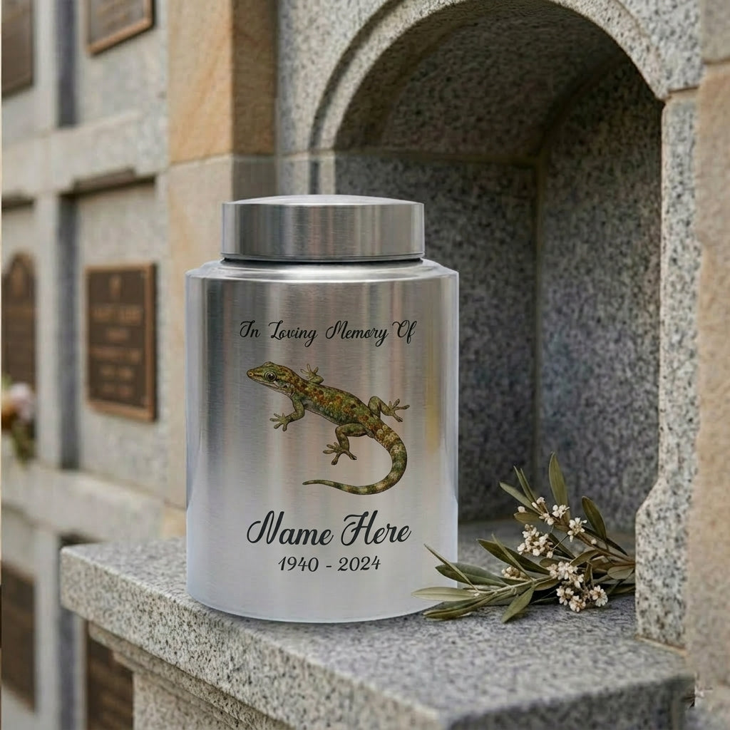 Personalized Iguana Lizard Stainless Steel Cremation Urn for Human Ashes Loss of Loved One Family Member Decorative Display 7.5in x 5.1in Memorial Keepsake Urn, Memorial Gift, In Loving Memory - Image 7