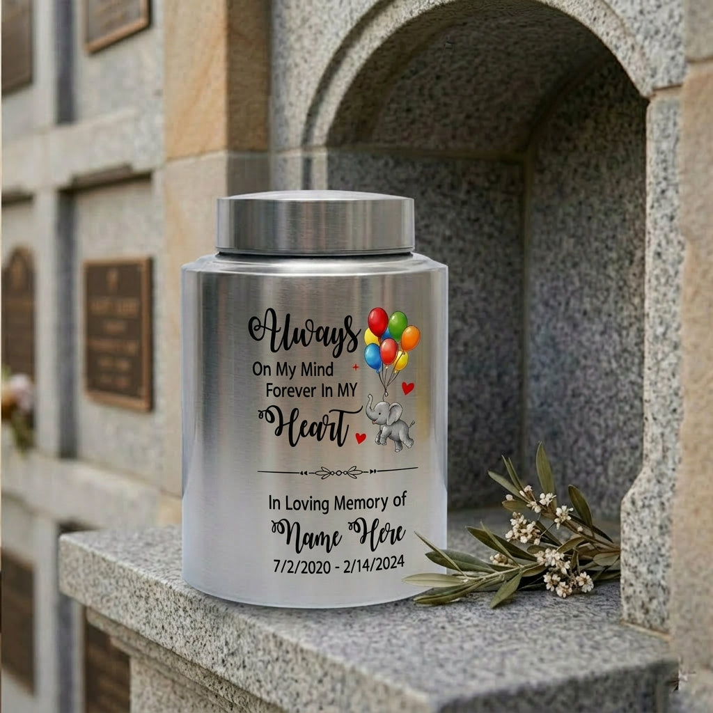 Personalized Baby Elephant Stainless Steel UV Printed Urn For Infant Child Boy Girl Loss Miscarriage, Decorative Keepsake For Ashes, Memorial Keepsake Urn, Memorial Gift, In Loving Memory - Image 7