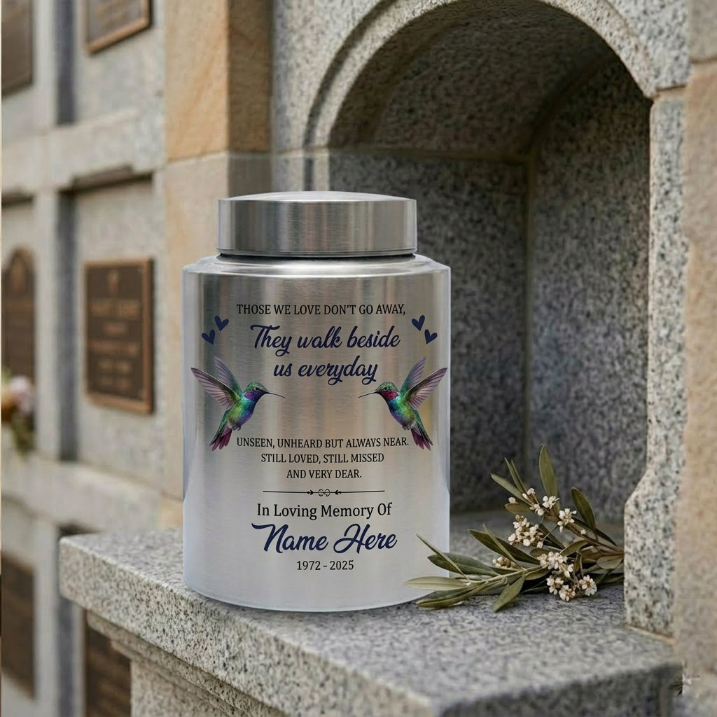 Personalized Hummingbird Stainless Steel Cremation Urn for Human Ashes Loss of Mother Sympathy Condolence Bereavement Small Large Sizes Memorial Keepsake Urn, Memorial Gift, In Loving Memory - Image 7