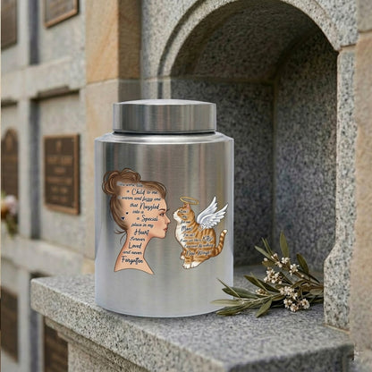 Angel Cat Silhouette Stainless Steel Decorative Cremation Urn For Cat Mom Dad Lovers Loss Of Pet Bereavement Sympathy Gift For Pet Owner Memorial Keepsake Urn, Memorial Gift, In Loving Memory - Image 7