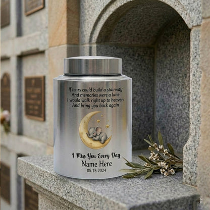 Personalized Angel Baby Stairway to Heaven Stainless Steel Large Urn for Ashes, Infant Loss Remembrance Bereavement Sympathy, Memorial Keepsake Urn, Memorial Gift, In Loving Memory - Image 7