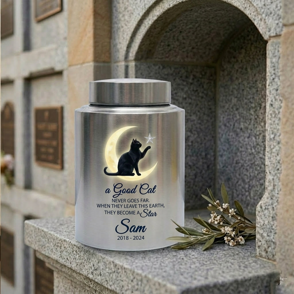 Personalized Cat Memorial Stainless Steel Urn for Pet Ashes, Sympathy Gifts for Cat Lovers, Custom Name and Date, Small and Large Sizes, Memorial Keepsake Urn, Memorial Gift, In Loving Memory - Image 7