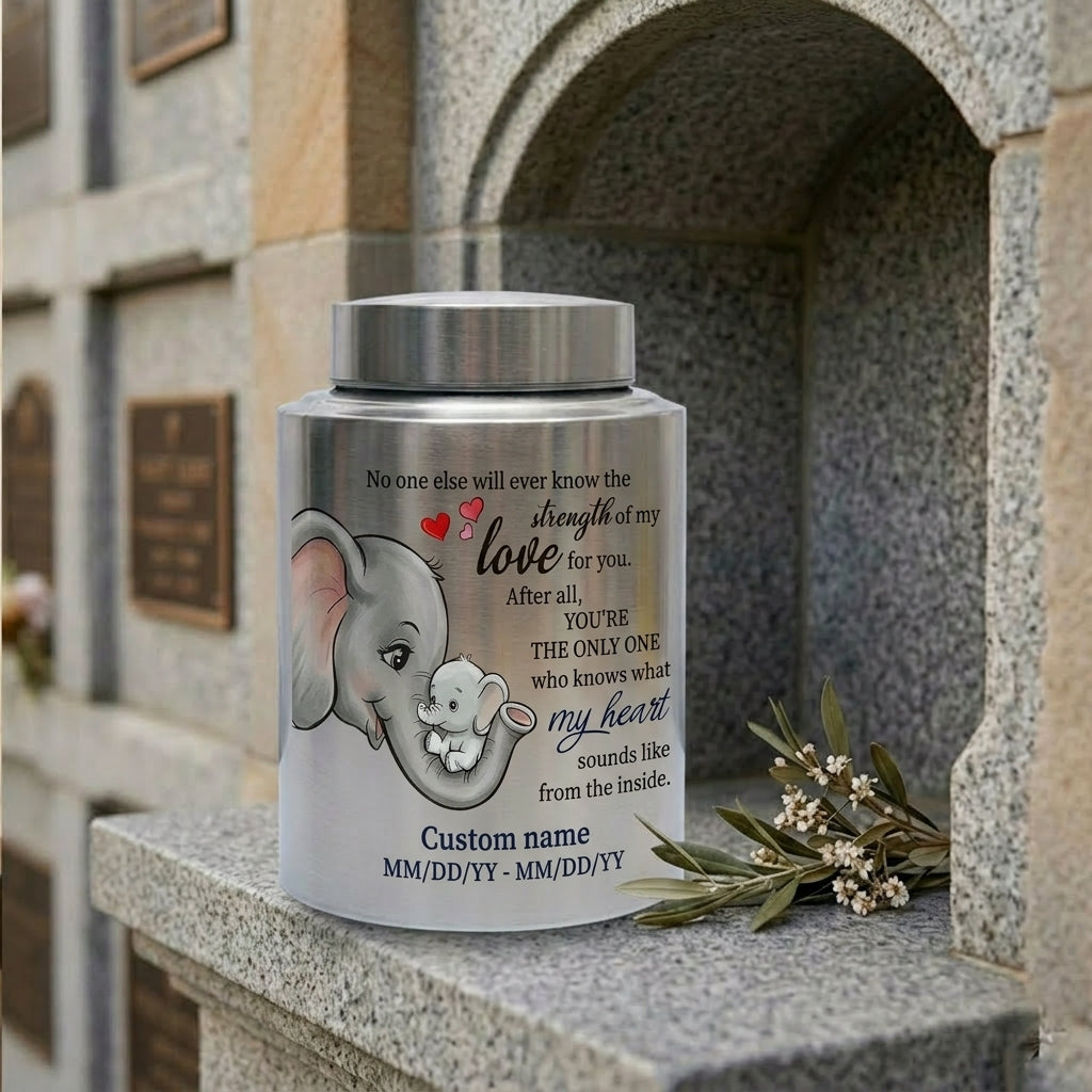 Personalized Baby Elephant Stainless Steel Cremation Urn for Infant Child Boy Girl, Mother to Child Pregnancy Loss Miscarriage Remembrance Memorial Keepsake Urn, Memorial Gift, In Loving Memory - Image 7