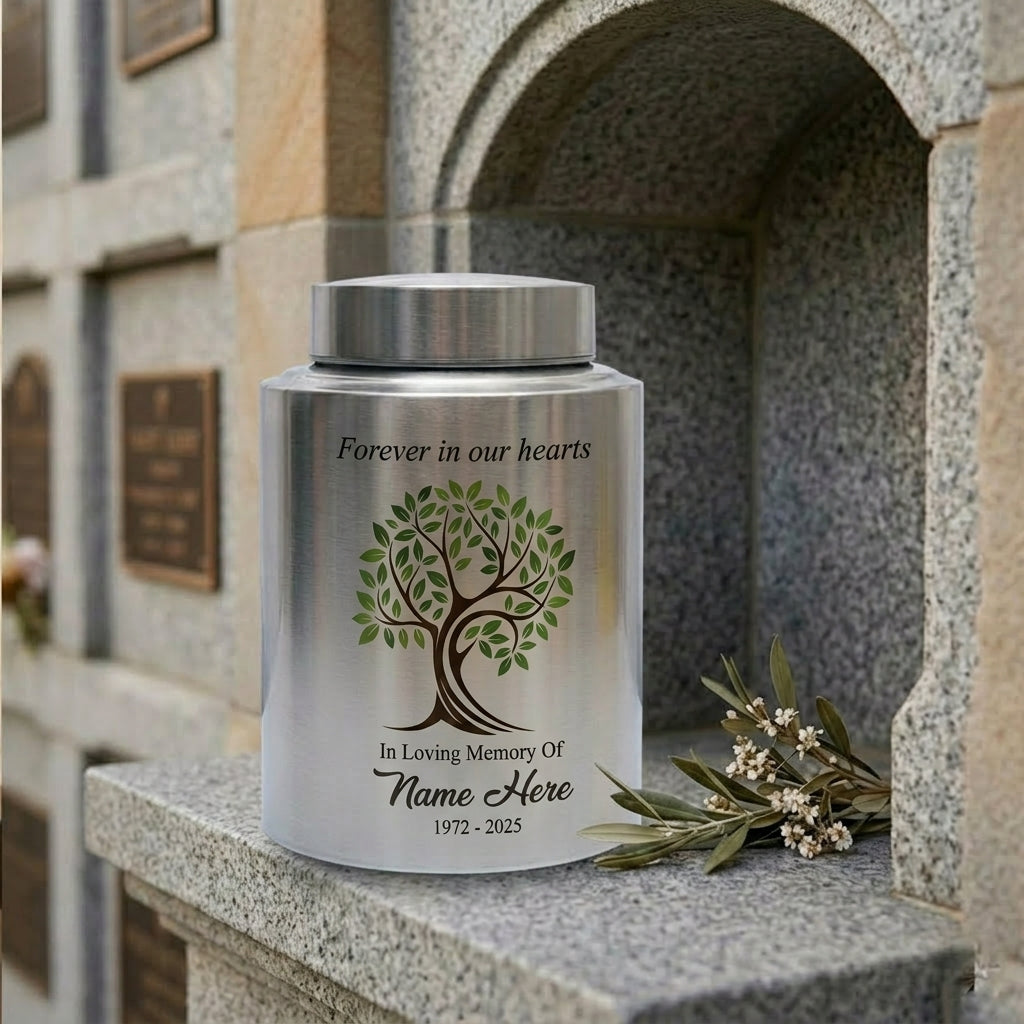 Personalized Tree of Life Stainless Steel Cremation Urn for Human Ashes Loss of Mother Father Remembrance Container Silver Black Gold Red Memorial Keepsake Urn, Memorial Gift, In Loving Memory - Image 7