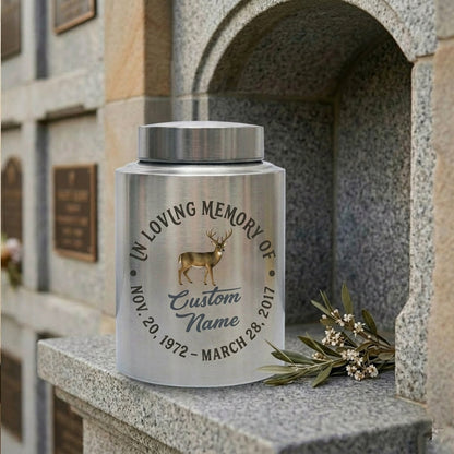 Personalized Deer Hunting UV Printed Stainless Steel Urn for Adult Human Ashes, Sympathy Bereavement Present for Hunters Outdoorsmen, Memorial Keepsake Urn, Memorial Gift, In Loving Memory - Image 7