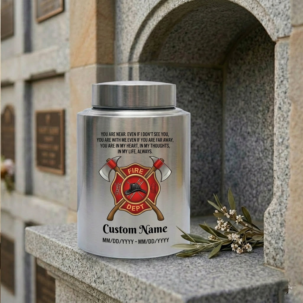 Personalized Firefighter Maltese Cross Stainless Steel Cremation Urn For Adult Ashes Loss Of Father Husband Hero Tribute Black Silver Gold Memorial Keepsake Urn, Memorial Gift, In Loving Memory - Image 7