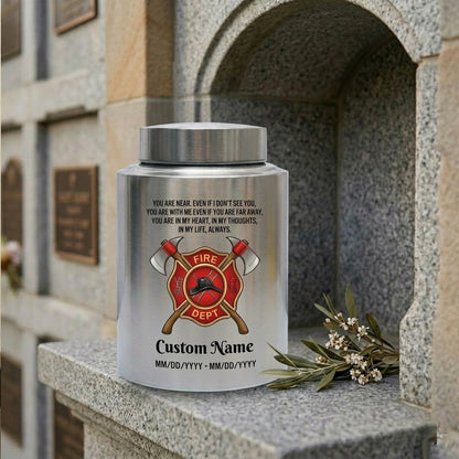 Personalized Firefighter Maltese Cross Stainless Steel Cremation Urn For Adult Ashes Loss Of Father Husband Hero Tribute Black Silver Gold Memorial Keepsake Urn, Memorial Gift, In Loving Memory - Image 7