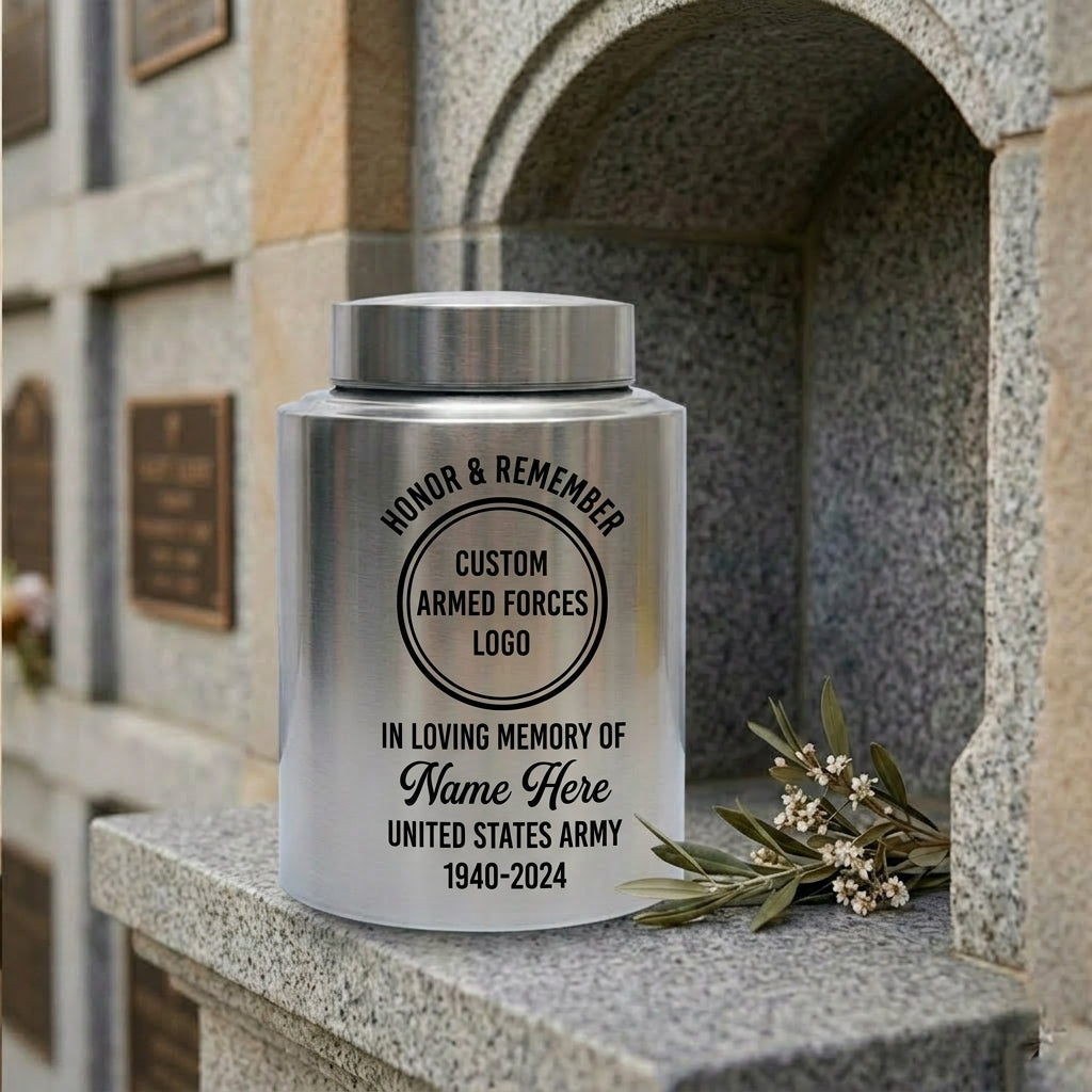 Personalized US Army Veteran Military Soldier Stainless Steel Large Funeral Tribute Remembrance Home Display UV Printed Decor Memorial Keepsake Urn, Memorial Gift, In Loving Memory - Image 7