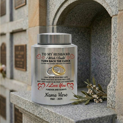 Personalized Interlocked Wedding Rings Couple In Heaven UV Printed Urn For Loss Of Husband Sympathy Bereavement Gifts For Widow Two Sizes Memorial Keepsake Urn, Memorial Gift, In Loving Memory - Image 7