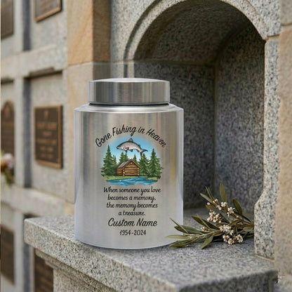 Personalized Bass Fishing Stainless Steel Urn for Human Ashes Fisherman Tribute Loss of Father Husband Grandpa Small and Large Sizes Memorial Keepsake Urn, Memorial Gift, In Loving Memory - Image 7