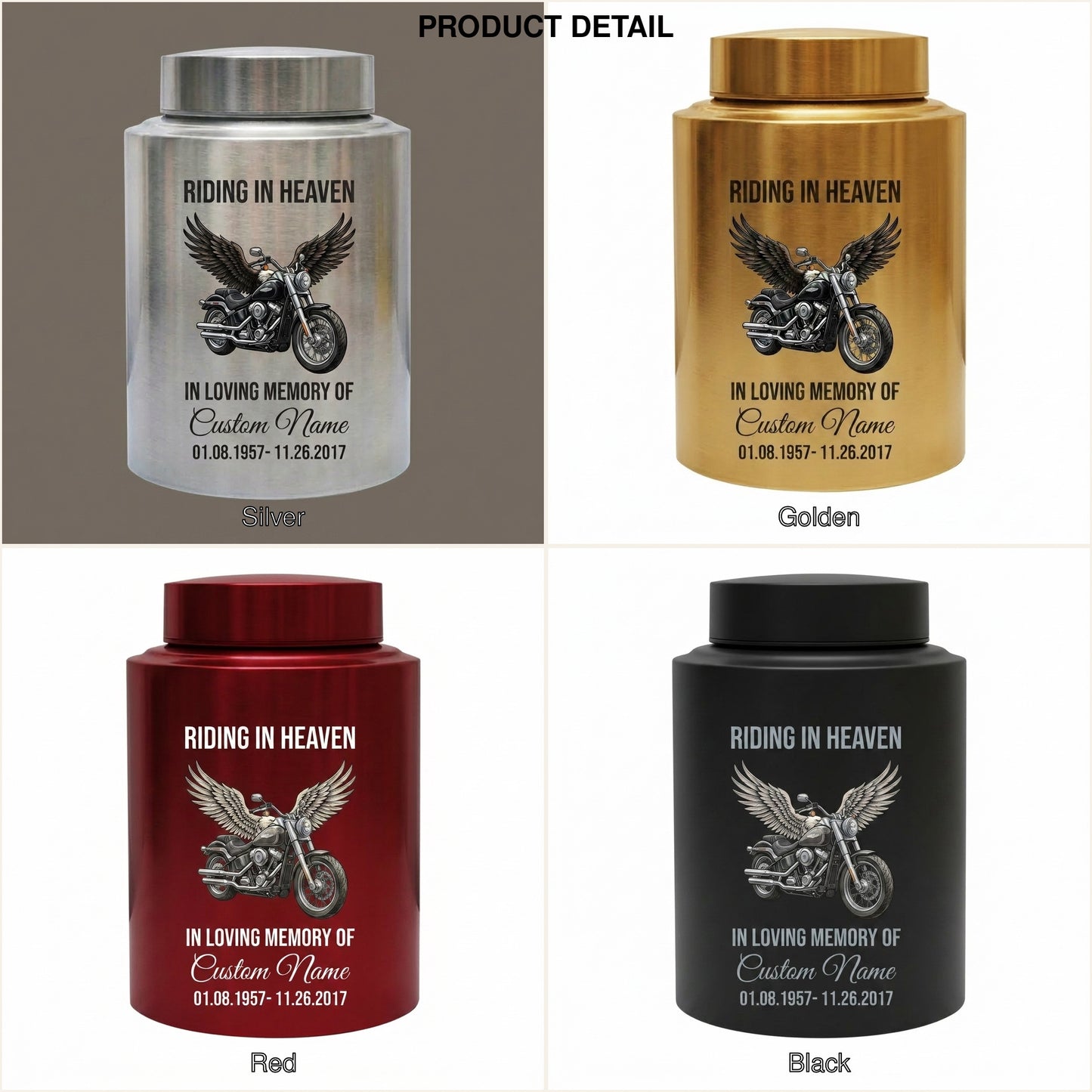 Personalized Motorcycle Riding in Heaven Stainless Steel Ash Holder for Adult Male Dad Biker Funeral Display Large Capacity Memorial Keepsake Urn, Memorial Gift, In Loving Memory - Image 8