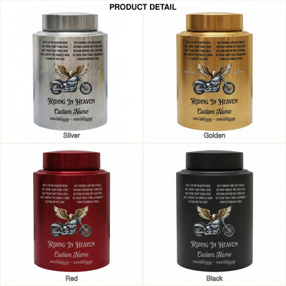 Personalized Motorcycle Riding in Heaven Stainless Steel Urn for Dad Biker Adult Male, Decorative Ash Container Small 5.9x3.9 Large 7.5x5.1, Memorial Keepsake Urn, Memorial Gift, In Loving Memory - Image 8