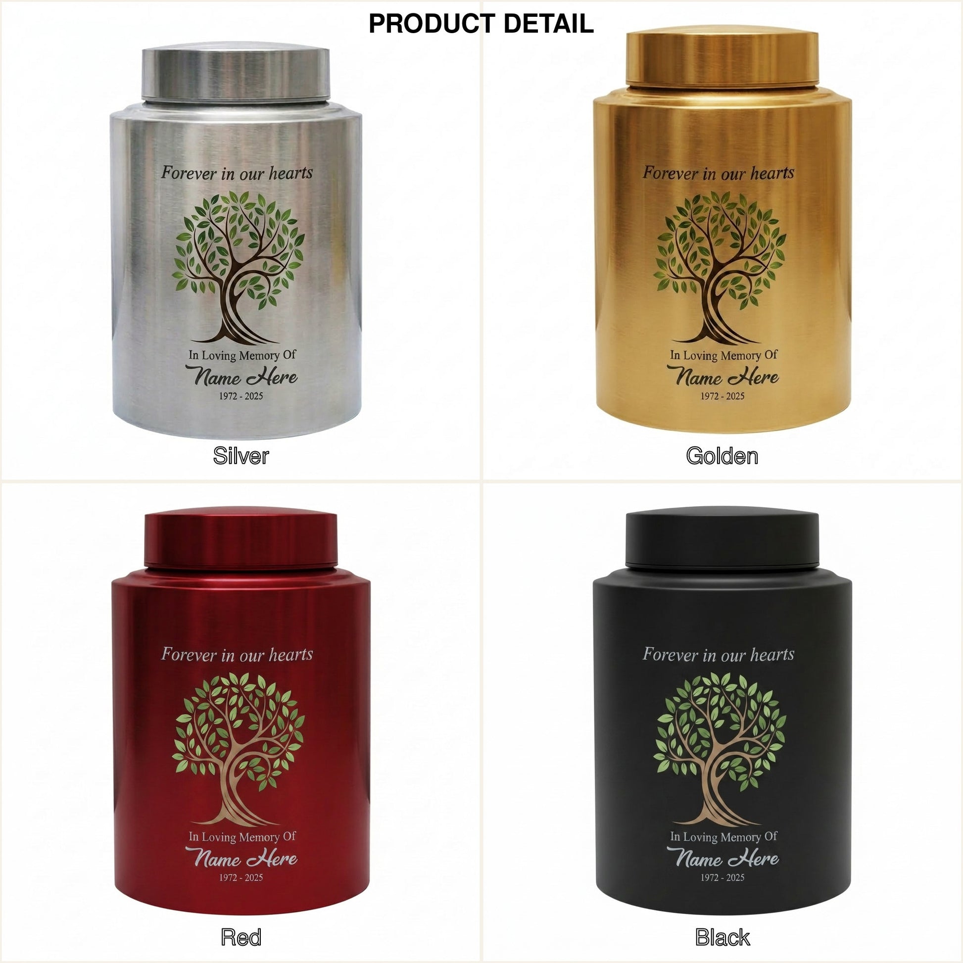 Personalized Tree of Life Stainless Steel Cremation Urn for Human Ashes Loss of Mother Father Remembrance Container Silver Black Gold Red Memorial Keepsake Urn, Memorial Gift, In Loving Memory - Image 8