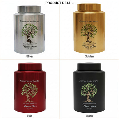 Personalized Tree of Life Stainless Steel Cremation Urn for Human Ashes Loss of Mother Father Remembrance Container Silver Black Gold Red Memorial Keepsake Urn, Memorial Gift, In Loving Memory - Image 8