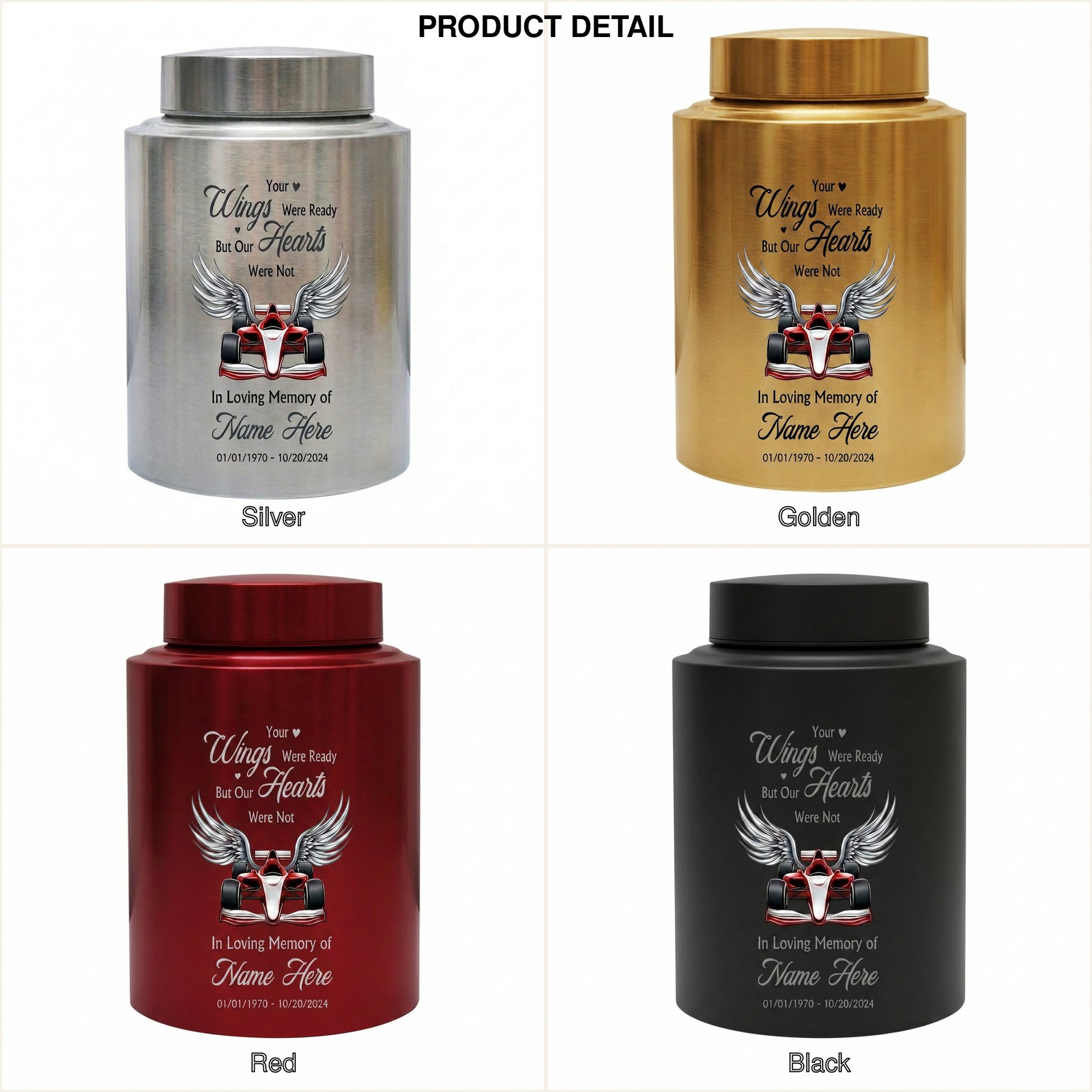 Personalized Victory Racing Urns for Human Ashes Your Wings Were Ready But Our Hearts Were Not Bereavement Sympathy Present Small Large Memorial Keepsake Urn, Memorial Gift, In Loving Memory - Image 8