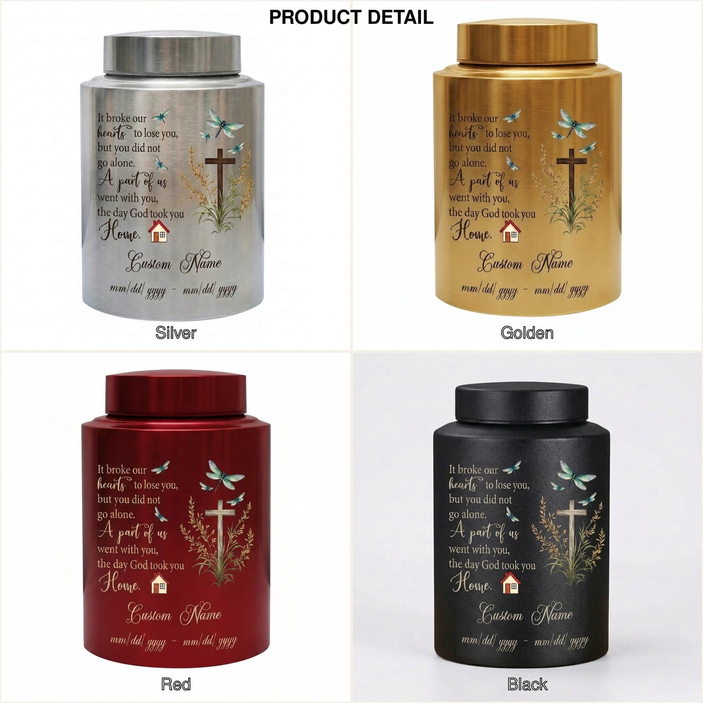 Personalized Dragonfly Stainless Steel Cremation Urn for Loss of Loved One Mother Father, Bereavement Ash Holder Small and Large Sizes, Memorial Keepsake Urn, Memorial Gift, In Loving Memory - Image 8